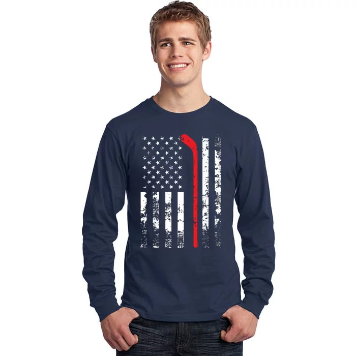 American Flag Hockey USA Patriotic Gift Tall Long Sleeve T-Shirt