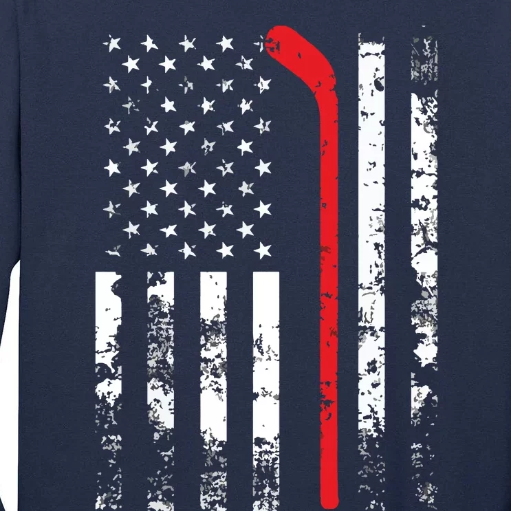 American Flag Hockey USA Patriotic Gift Tall Long Sleeve T-Shirt