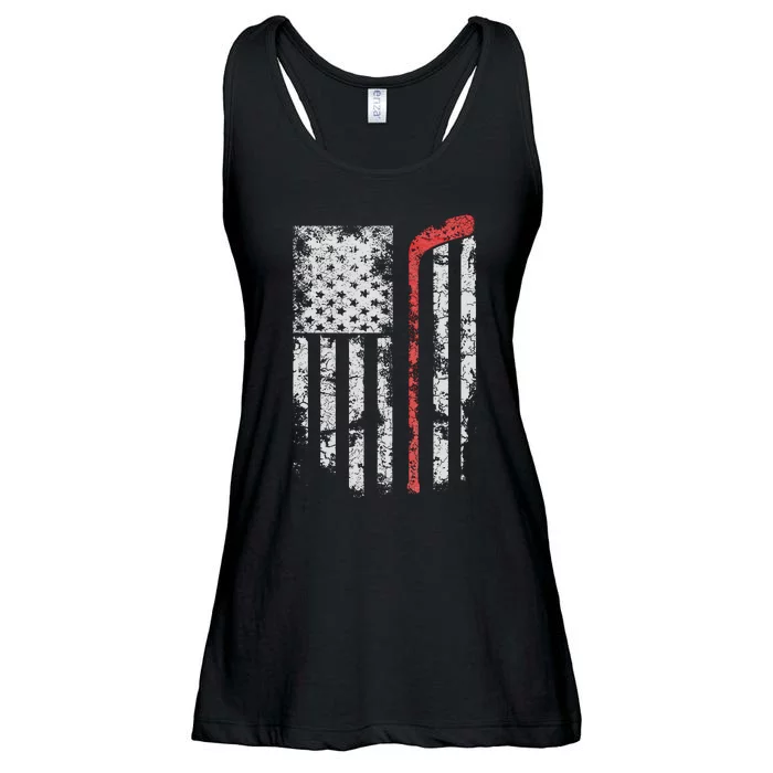 American Flag Hockey Team Gift Hockey Dad Mom Ladies Essential Flowy Tank