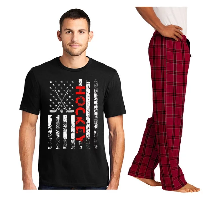 American Flag Hockey Usa Patriotic Gift Pajama Set