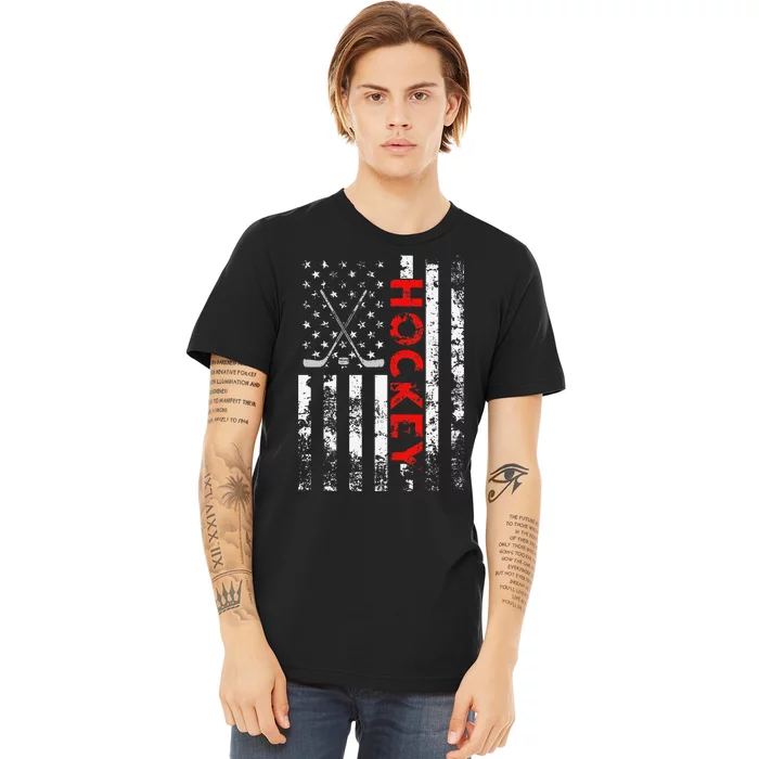 American Flag Hockey Usa Patriotic Gift Premium T-Shirt