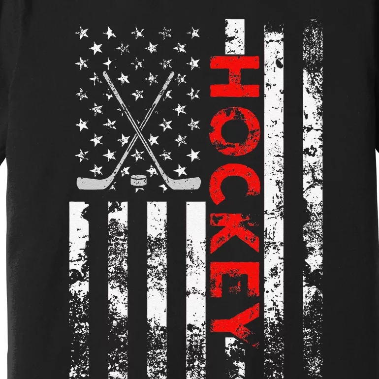 American Flag Hockey Usa Patriotic Gift Premium T-Shirt