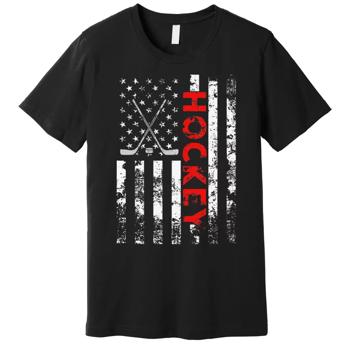 American Flag Hockey Usa Patriotic Gift Premium T-Shirt