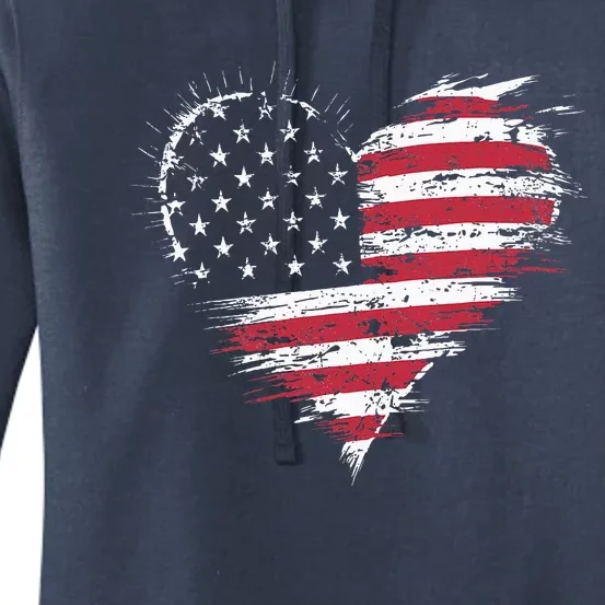 American Flag Heart Patriotic Women's Pullover Hoodie