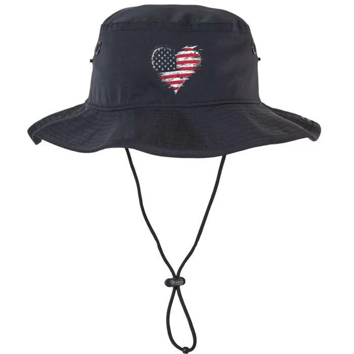 American Flag Heart Women 4th Of July Patriotic Usa Gift Legacy Cool Fit Booney Bucket Hat