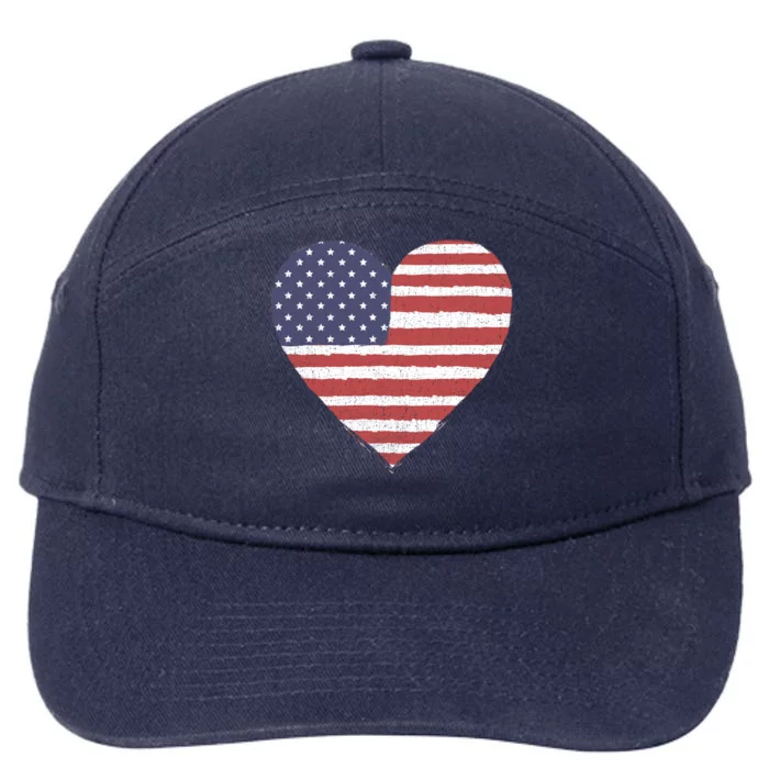 American Flag Heart Stars And Stripes Graphic Gift 7-Panel Snapback Hat