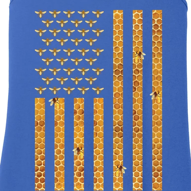 American Flag Honeycomb Honey Bees Beekeeping Beekeeper Gift Ladies Essential Tank