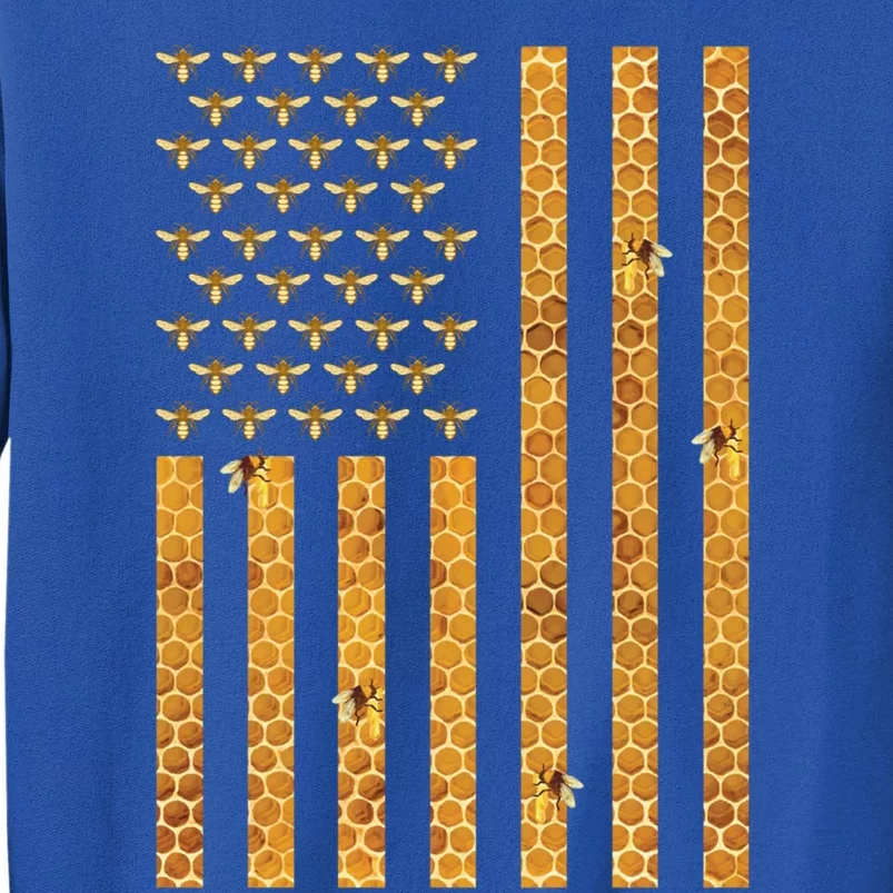 American Flag Honeycomb Honey Bees Beekeeping Beekeeper Gift Tall Sweatshirt