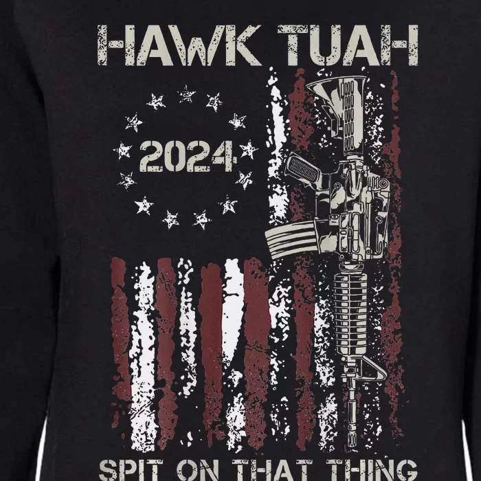 American Flag Hawk Tuah 24 Spit On That Thang Womens California Wash Sweatshirt