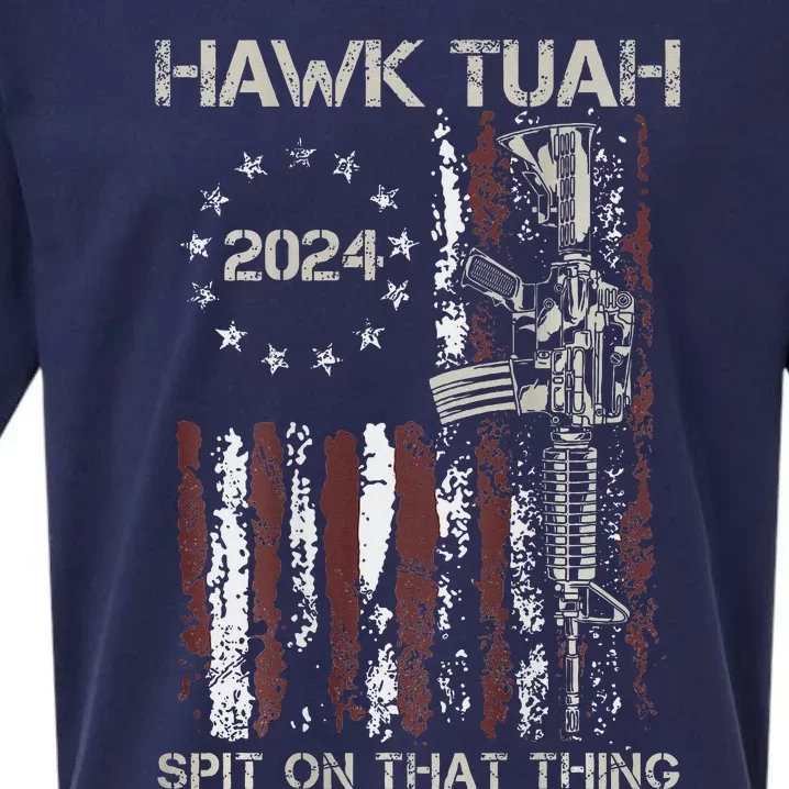 American Flag Hawk Tuah 24 Spit On That Thang Sueded Cloud Jersey T-Shirt