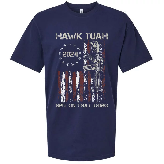 American Flag Hawk Tuah 24 Spit On That Thang Sueded Cloud Jersey T-Shirt