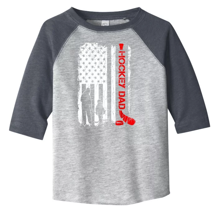 American Flag Hockey Dad Ice Hockey Gift For Winter Sports Toddler Fine Jersey T-Shirt