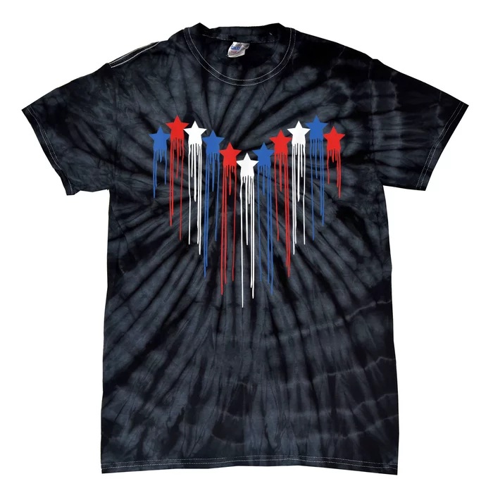 American Flag Heart Patriotic 4th Of July Heart Gift Tie-Dye T-Shirt