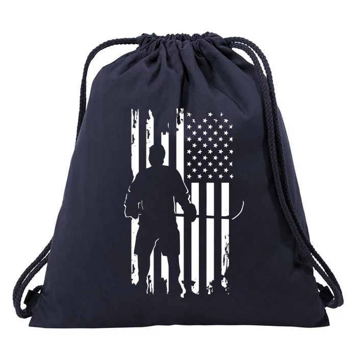 American Flag Hockey USA Patriotic Gift Drawstring Bag