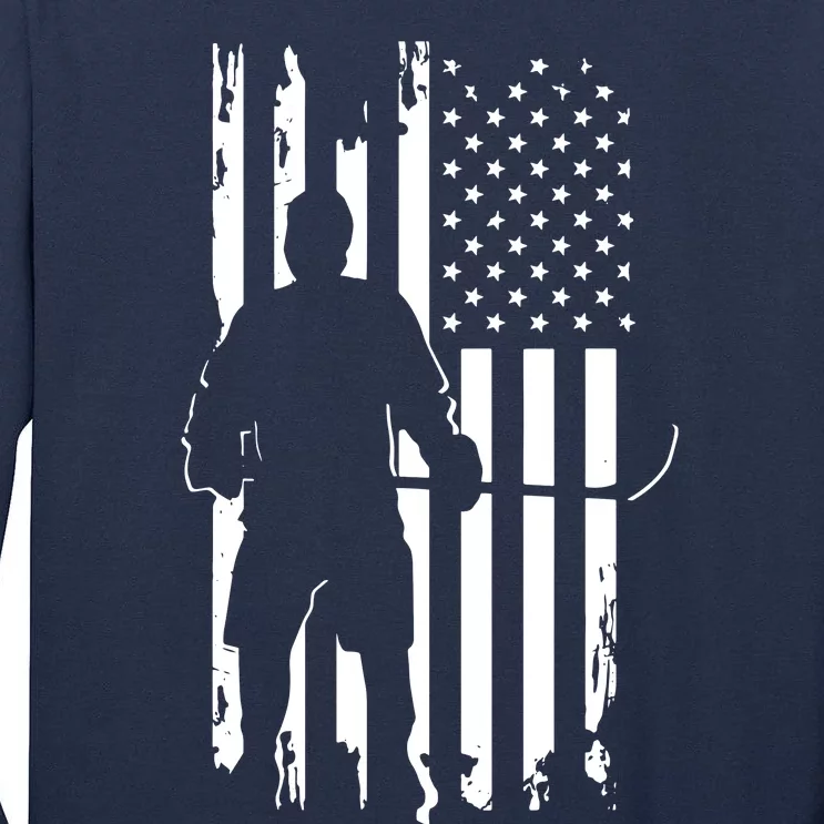 American Flag Hockey USA Patriotic Gift Tall Long Sleeve T-Shirt