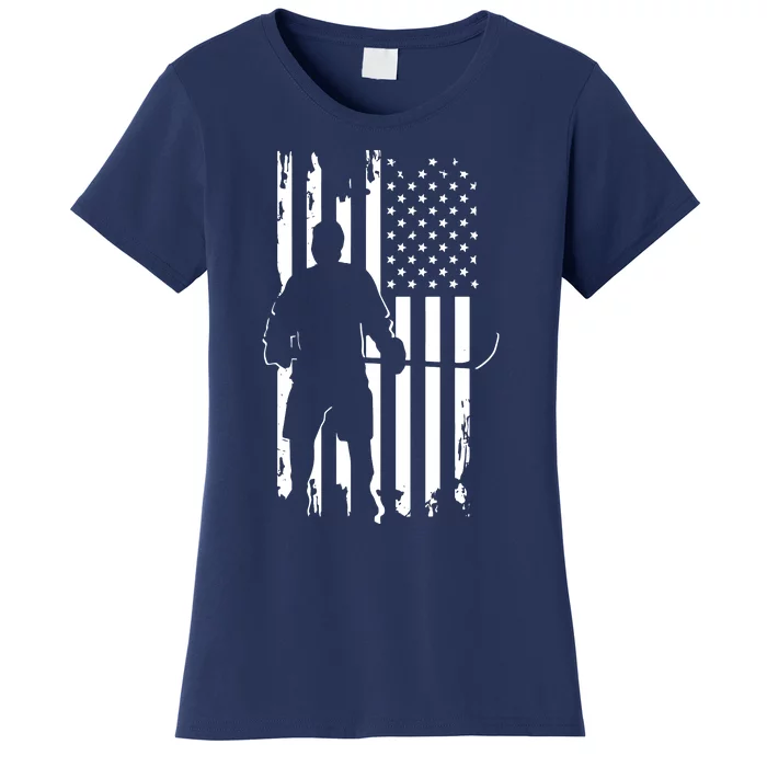 American Flag Hockey USA Patriotic Gift Women's T-Shirt