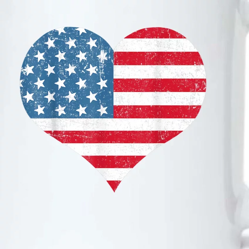 American Flag Heart 4th Of July USA Patriotic Girls Women Black Color Changing Mug