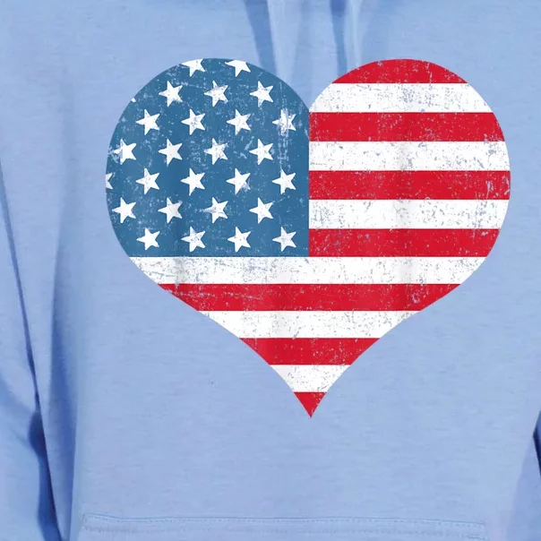 American Flag Heart 4th Of July USA Patriotic Girls Women Unisex Surf Hoodie