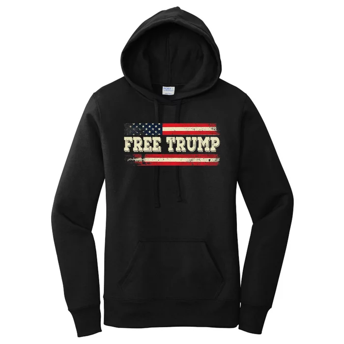 American Flag I Stand With USA Vintage Free Trump Women's Pullover Hoodie