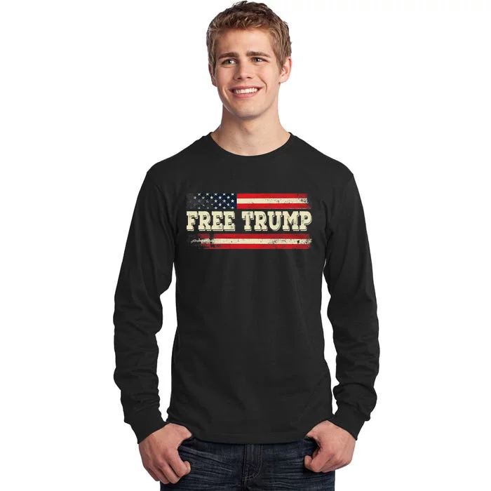 American Flag I Stand With USA Vintage Free Trump Tall Long Sleeve T-Shirt