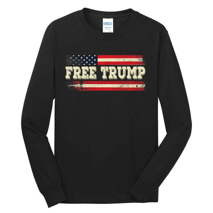 American Flag I Stand With USA Vintage Free Trump Tall Long Sleeve T-Shirt