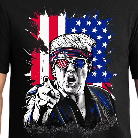 American Flag Intense Face Expression Trump Pajama Set