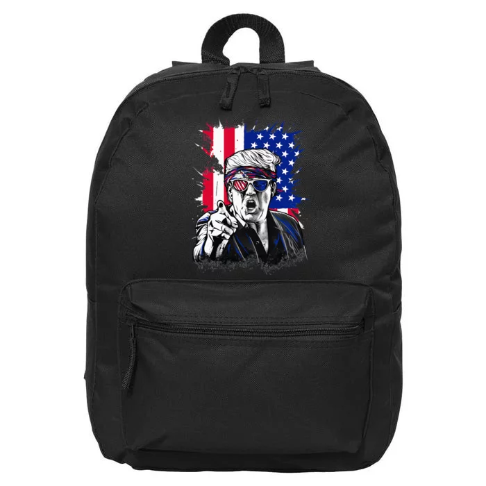 American Flag Intense Face Expression Trump 16 in Basic Backpack