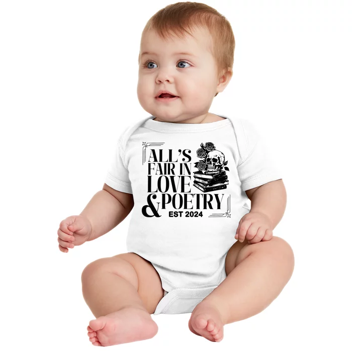 AllS Fair In Love & Poetry Funny Valentines Day Baby Bodysuit