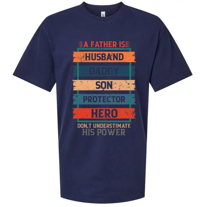 A Father Is Husband Daddy Son Protector Hero Fathers Day Sueded Cloud Jersey T-Shirt