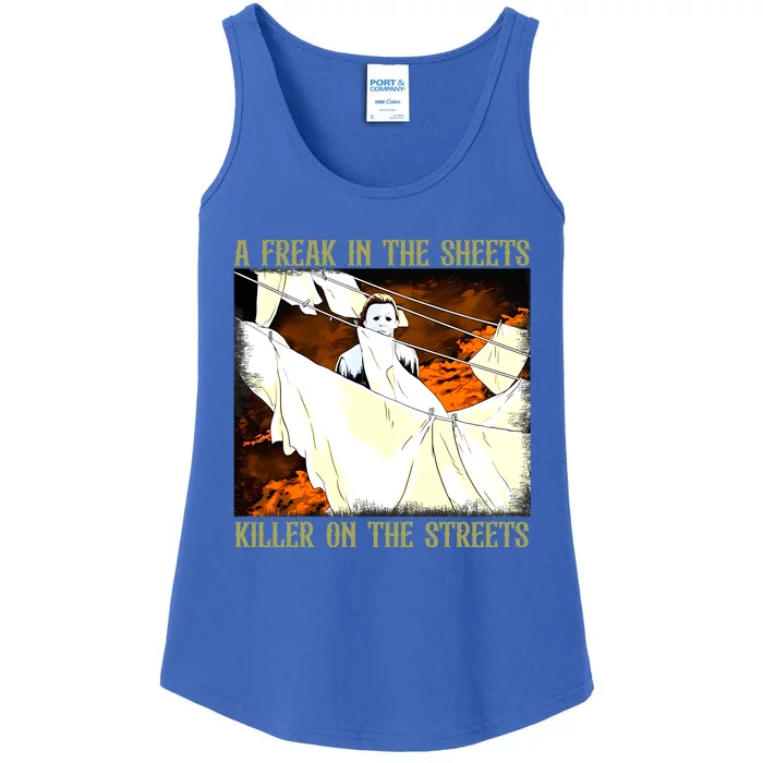 A Freak In The Sheets Killer On The Streets Michael Halloween Ladies Essential Tank