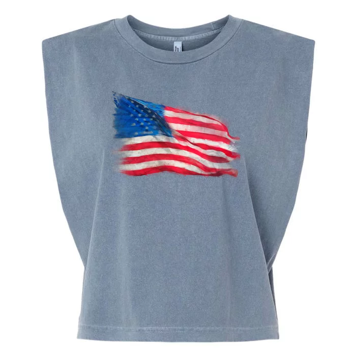 American Flag Independence Day Garment-Dyed Women's Muscle Tee