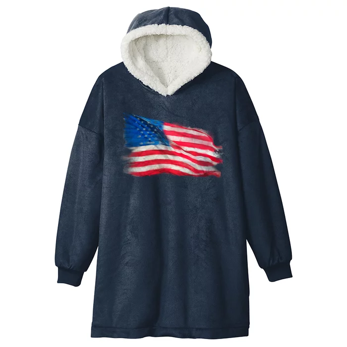 American Flag Independence Day Hooded Wearable Blanket