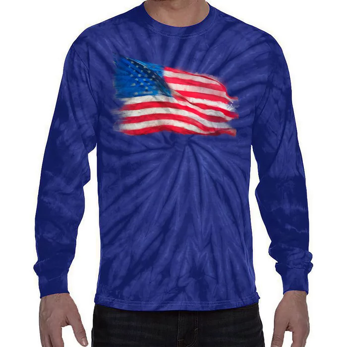 American Flag Independence Day Tie-Dye Long Sleeve Shirt