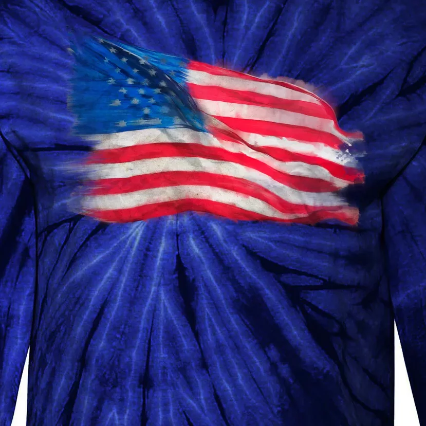 American Flag Independence Day Tie-Dye Long Sleeve Shirt