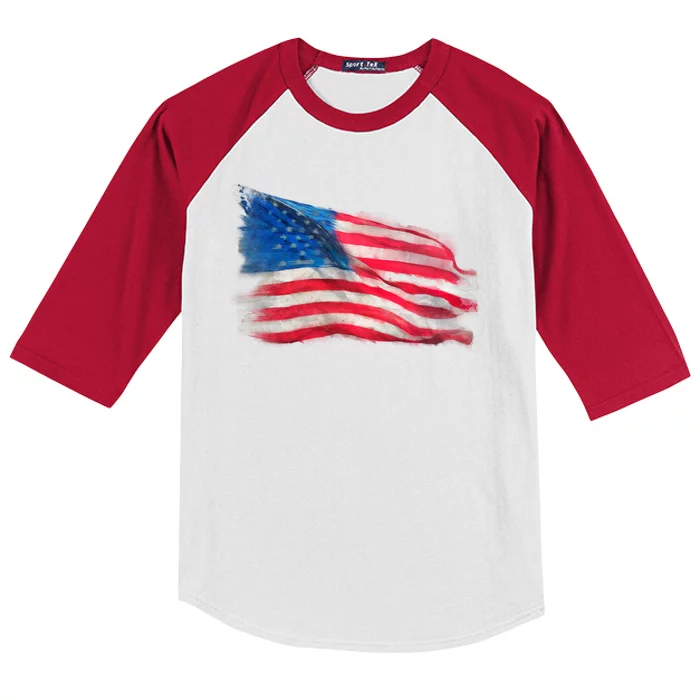 American Flag Independence Day Kids Colorblock Raglan Jersey