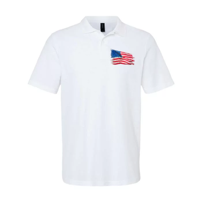 American Flag Independence Day Softstyle Adult Sport Polo