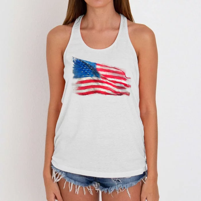 American Flag Independence Day Women's Knotted Racerback Tank