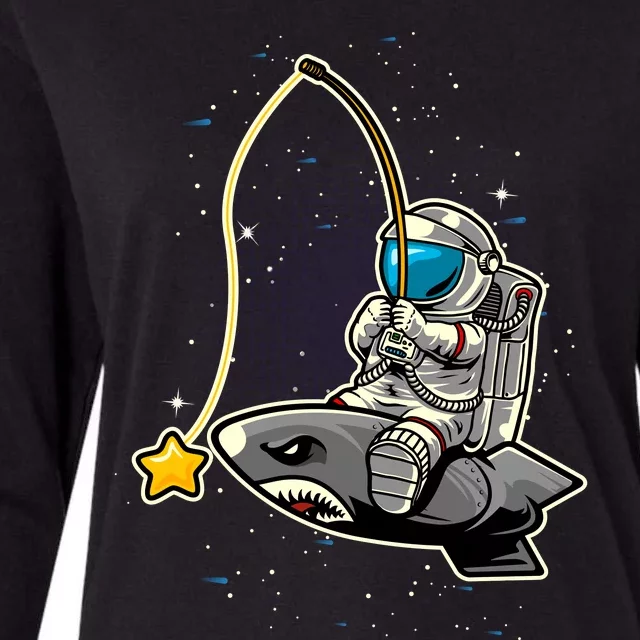 Astronaut Fishing In The Space Womens Cotton Relaxed Long Sleeve T-Shirt