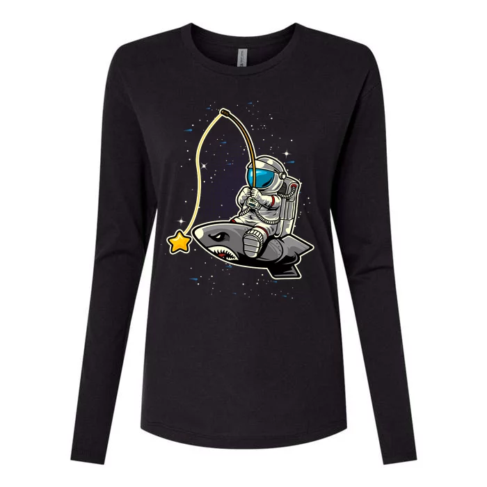 Astronaut Fishing In The Space Womens Cotton Relaxed Long Sleeve T-Shirt