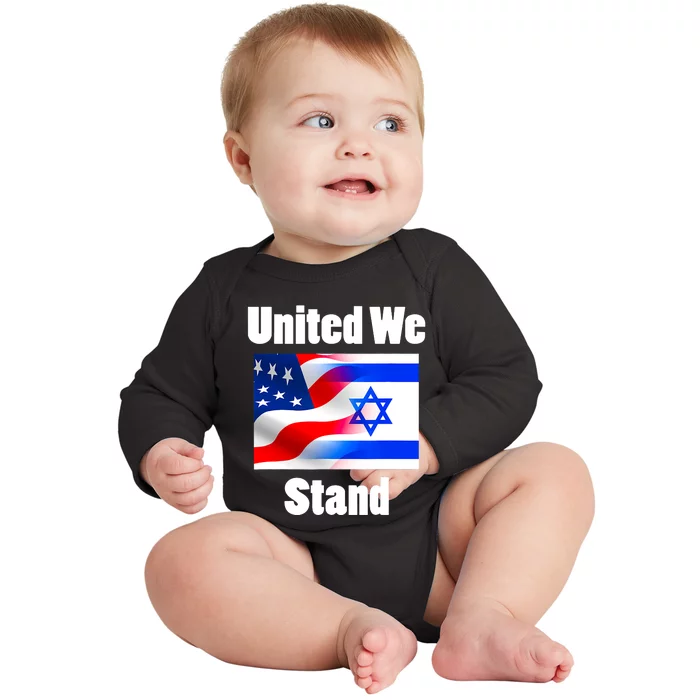 American Flag Israel Flag United We Stand With Israel Baby Long Sleeve Bodysuit