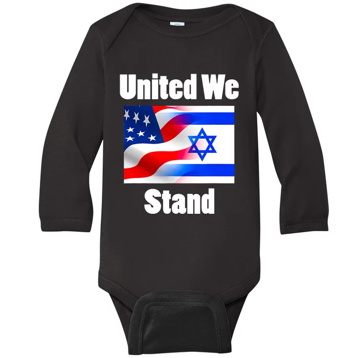 American Flag Israel Flag United We Stand With Israel Baby Long Sleeve Bodysuit