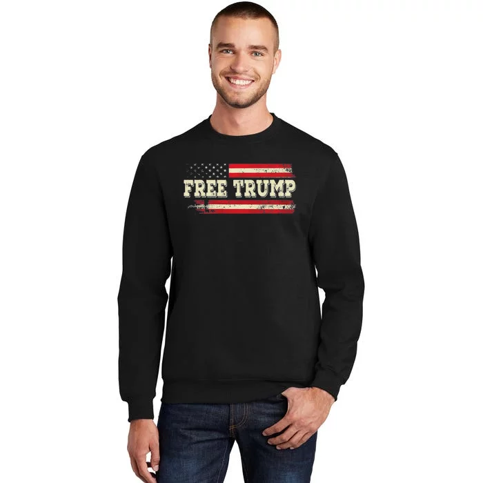 American Flag I Stand With Usa Vintage Free Trump Tall Sweatshirt