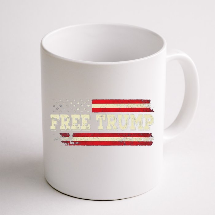 American Flag I Stand With Usa Vintage Free Trump Front & Back Coffee Mug