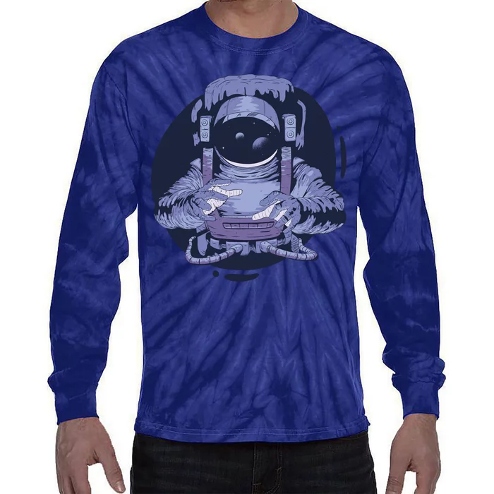 Astronaut Floating In Space Tie-Dye Long Sleeve Shirt