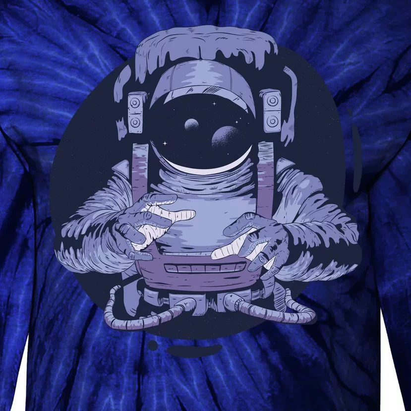 Astronaut Floating In Space Tie-Dye Long Sleeve Shirt