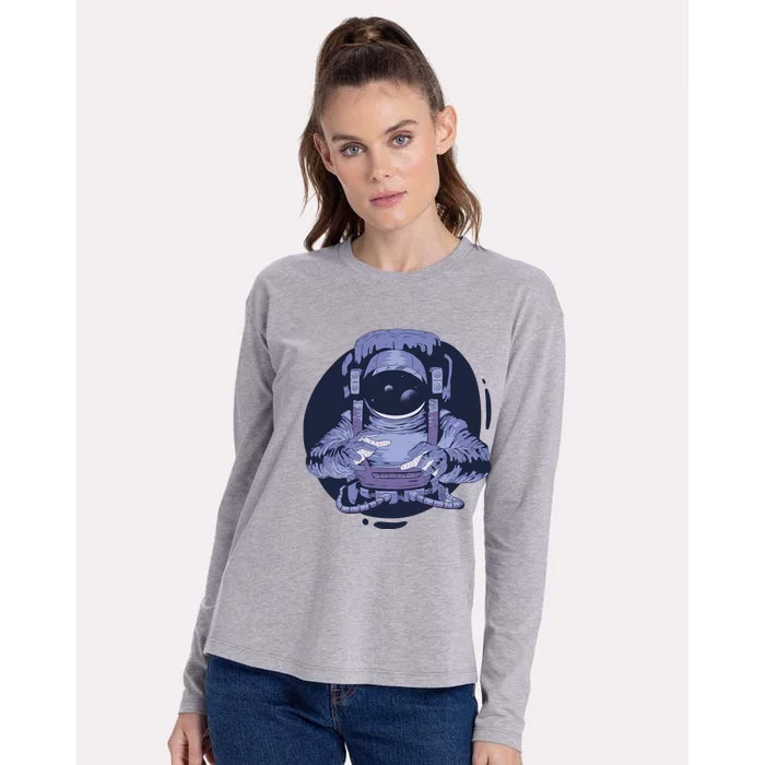 Astronaut Floating In Space Womens Cotton Relaxed Long Sleeve T-Shirt