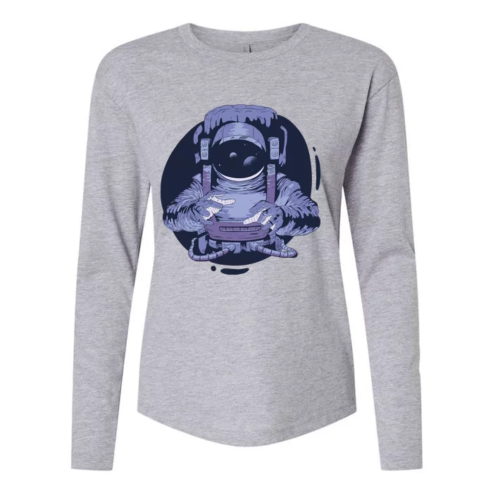 Astronaut Floating In Space Womens Cotton Relaxed Long Sleeve T-Shirt