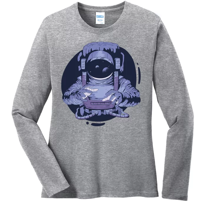 Astronaut Floating In Space Ladies Long Sleeve Shirt