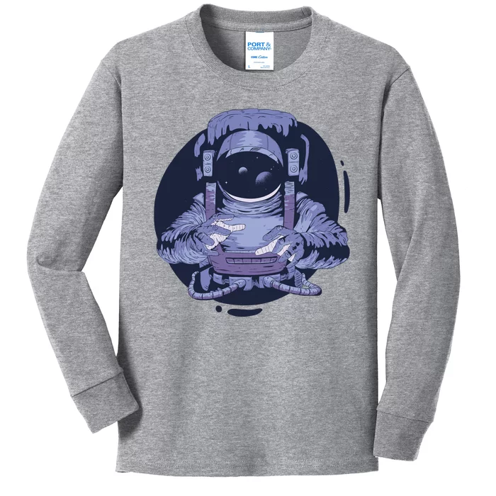 Astronaut Floating In Space Kids Long Sleeve Shirt