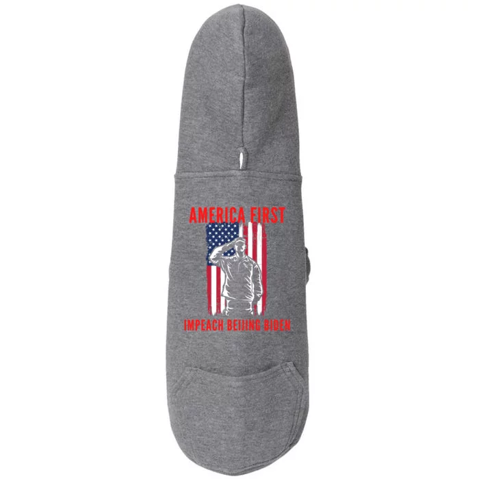 America First Impeach Beijing Biden Doggie 3-End Fleece Hoodie